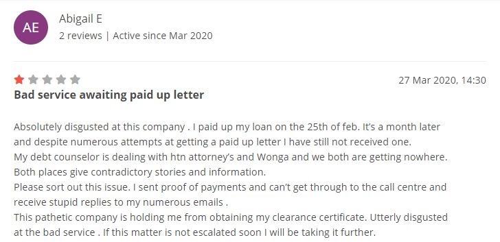 Wonga HelloPeter Negative Review